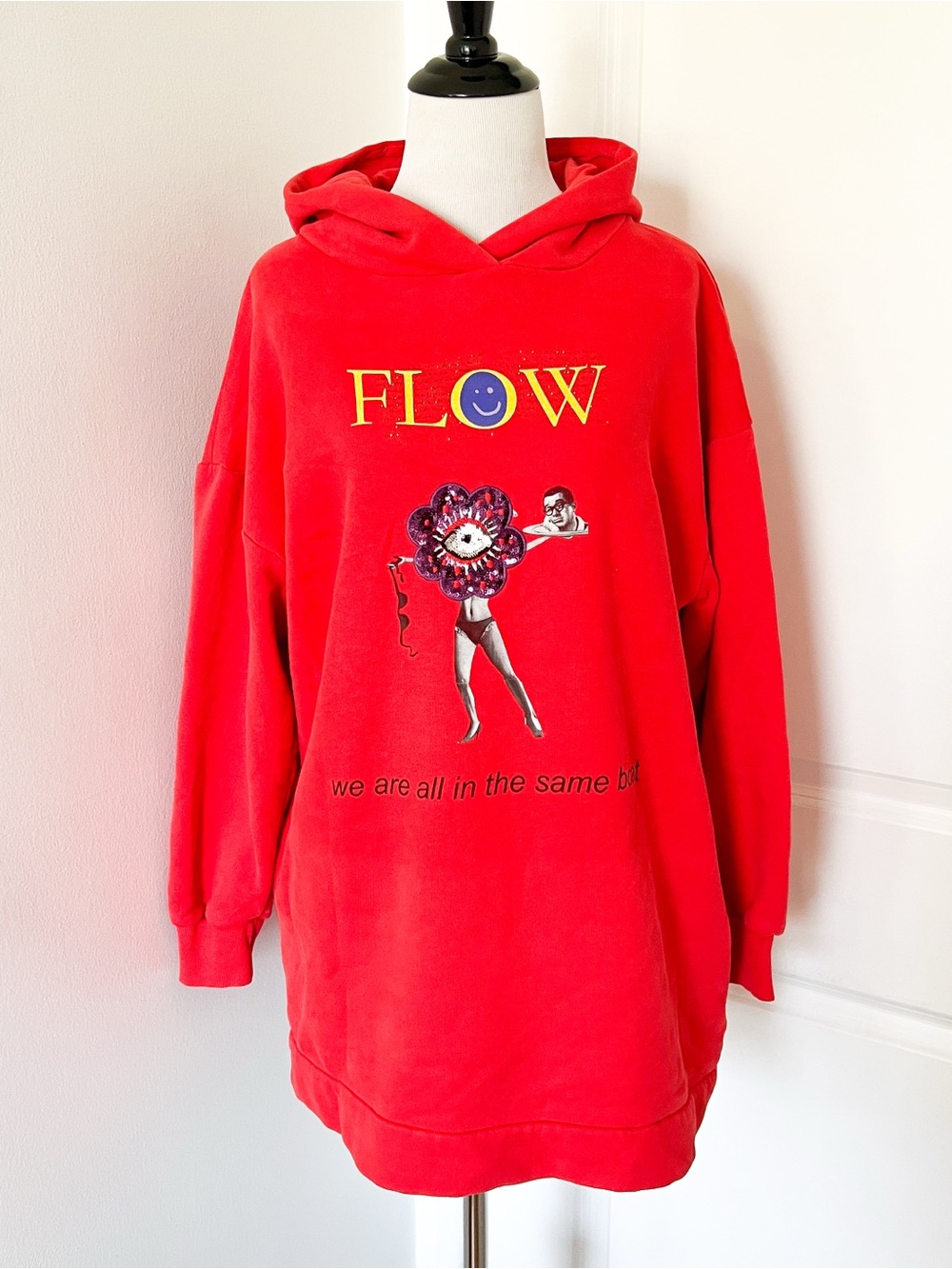 Desigual Red FLOW Graphic Hoodie Sweatshirt